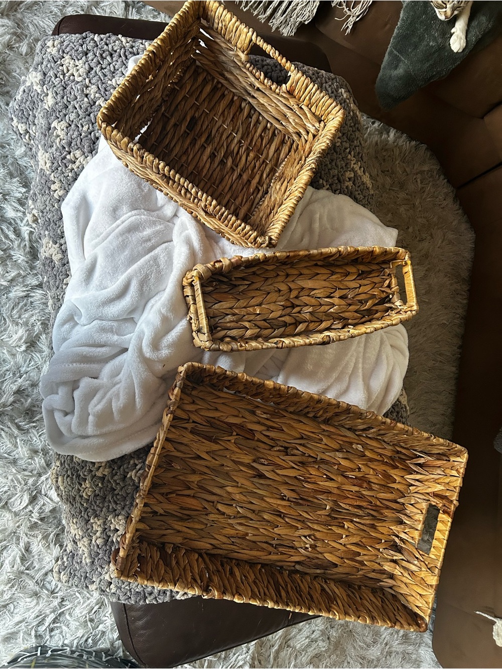 Woven Seagrass Serving and Storage Basket Set - Natural